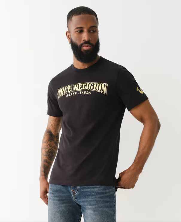 True Religion Mens Regular fit Short Sleeve Graphic T-Shirt Shirt Large Black