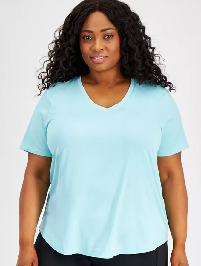 ID Ideology Womens Regular fit Short Sleeve T-Shirt Shirt 3X Blue Solid