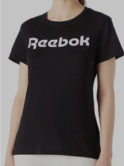 Reebok Womens  fit Short Sleeve T-Shirt Shirt Large Black Solid