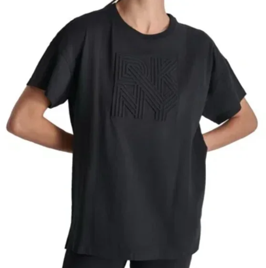 DKNY Womens Regular fit Short Sleeve T-Shirt Shirt Large Black Solid