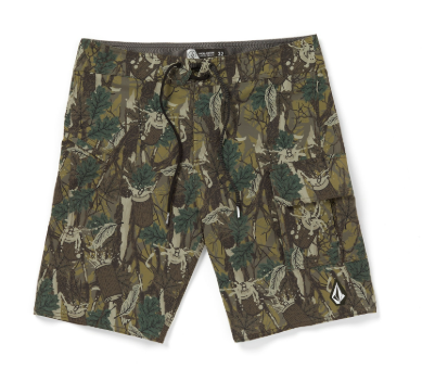 Volcom Mens Regular fit Swim Trunks Swimwear 36 Green Camouflage