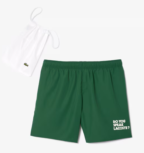 Lacoste Mens Regular fit Swim Trunks Swimwear Small Green Solid Quick Dry