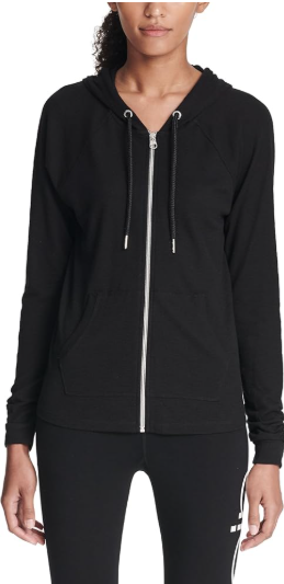 Calvin Klein Womens Full Zip Hoodie Sweatshirt 1X Black Solid