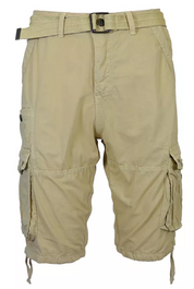Blu Rock Mens Regular fit Cargo Shorts 32 Beige Solid