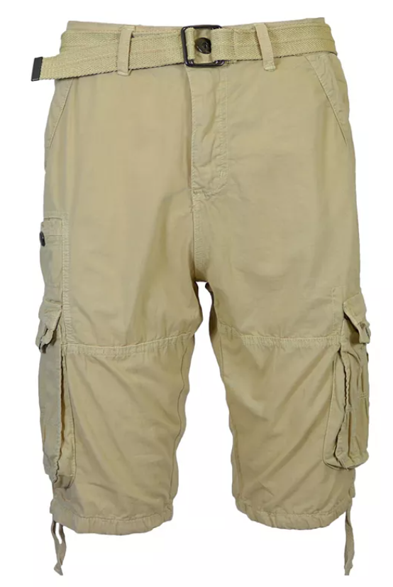 Blu Rock Mens Regular fit Cargo Shorts 32 Beige Solid