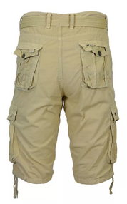 Blu Rock Mens Regular fit Cargo Shorts 32 Beige Solid