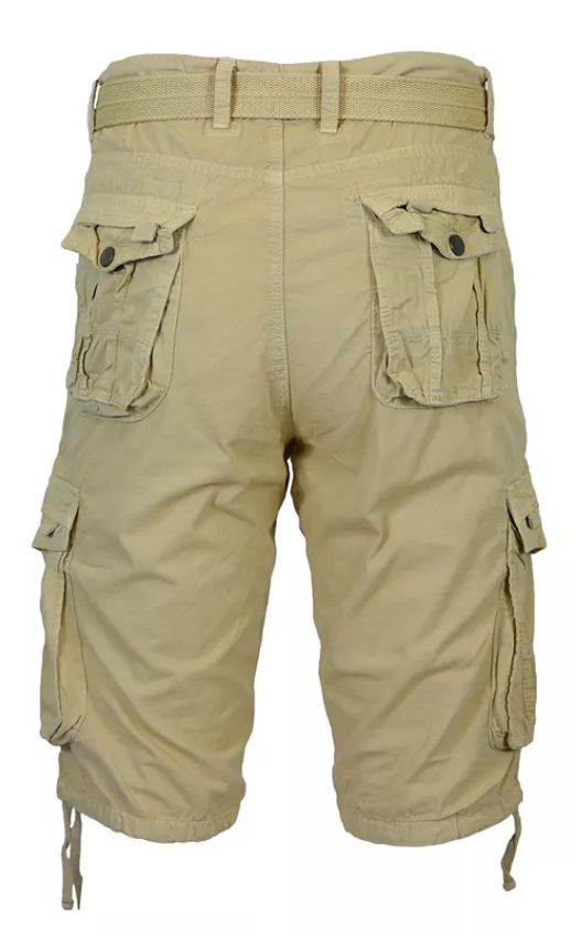 Blu Rock Mens Regular fit Cargo Shorts 32 Beige Solid