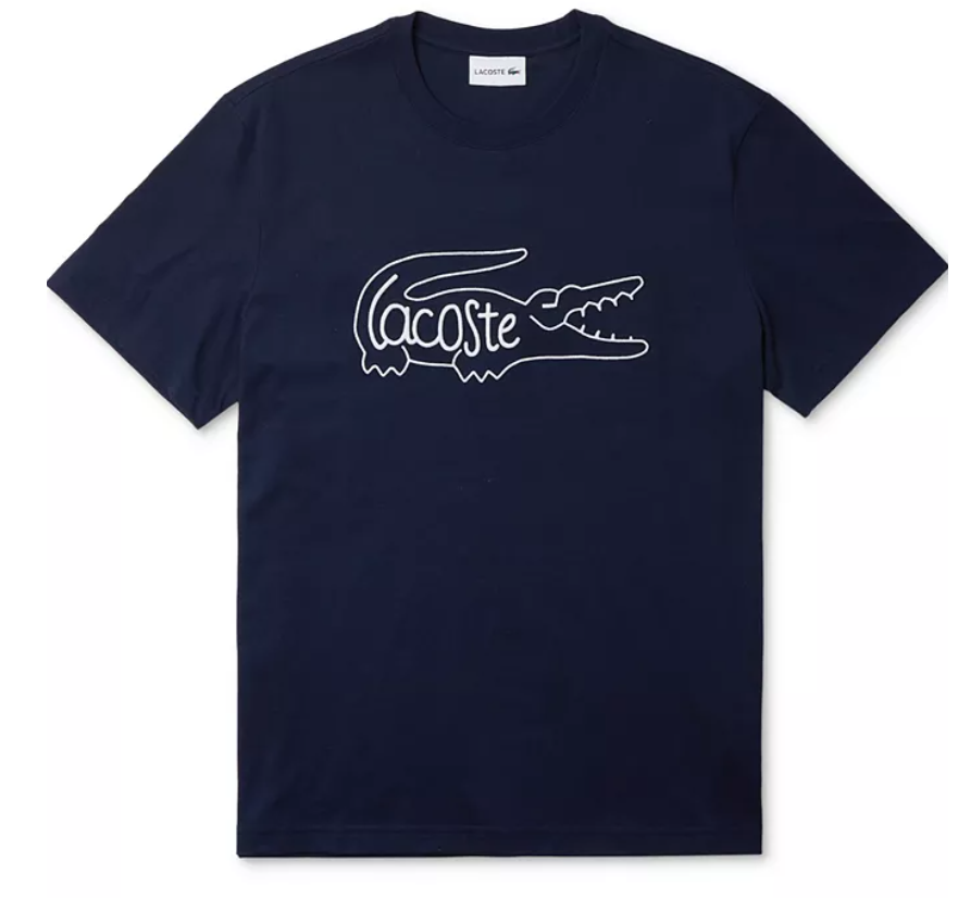 Lacoste Mens Regular fit Short Sleeve Graphic T-Shirt Shirt Small Blue Solid