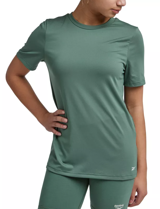 Reebok Womens  fit Short Sleeve T-Shirt Shirt Medium Green Solid