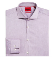Hugo Boss Mens Slim fit Dress Shirt Medium 15 in Long Sleeve Light Red