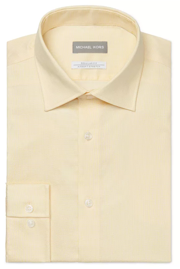 Michael Kors Mens Regular fit Dress Shirt Medium 15.5 in 36-37 Yellow Solid