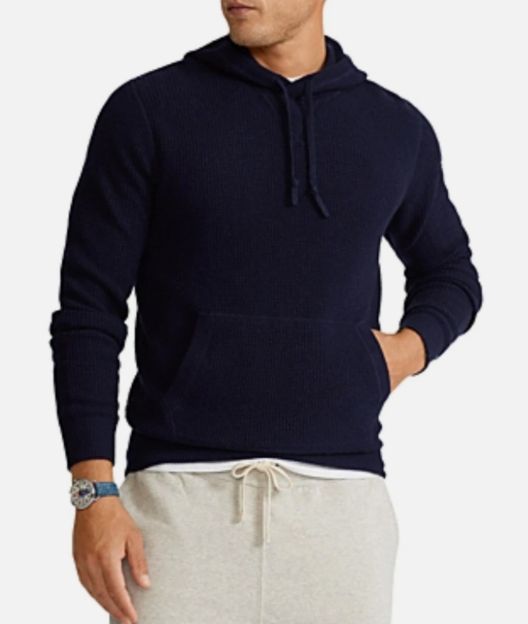 Polo Ralph Lauren Mens Regular fit Hoodie Sweater XL Cashmere Blue Solid