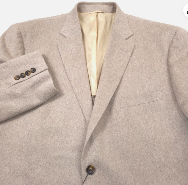 Private Label Mens Regular fit Cashmere Sport Coat Blazer 44 R Beige Solid
