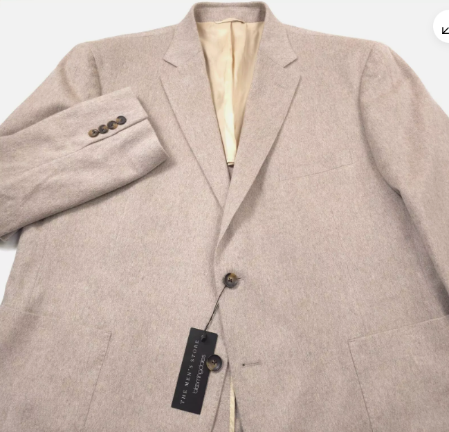 Private Label Mens Regular fit Cashmere Sport Coat Blazer 44 R Beige Solid