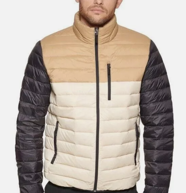 Club Room Mens Puffer Jacket Coat Small Beige