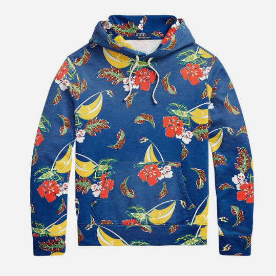 Polo Ralph Lauren Mens Regular fit Hoodie Sweatshirt Large Blue Floral