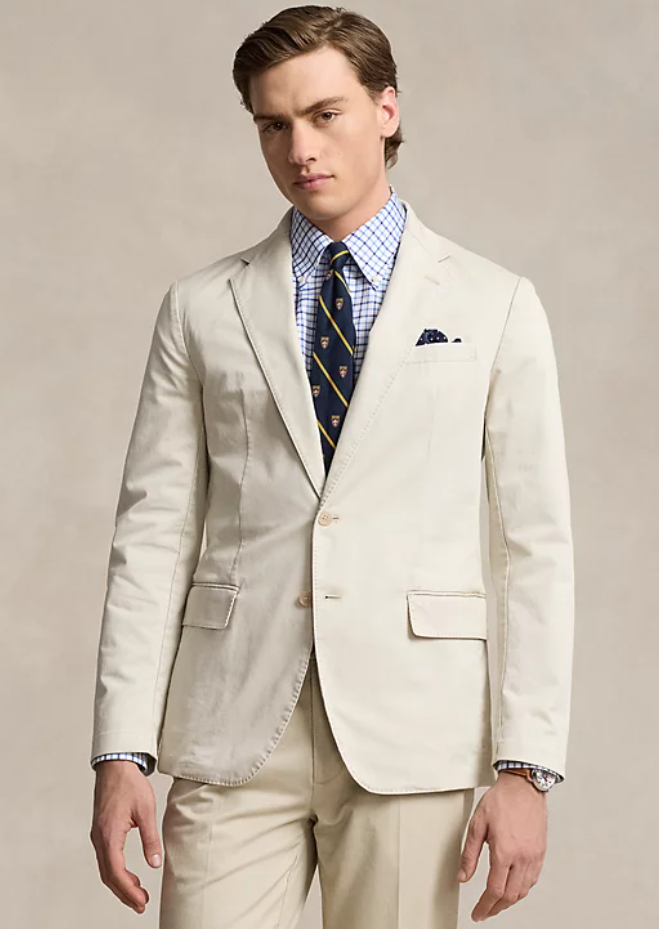 Polo Ralph Lauren Mens Modern fit Sport Coat Blazer 40 S Beige Solid Stretch