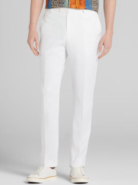 Paisley & Gray Mens Slim fit Casual Pants 34 / 32 White Solid