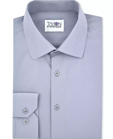 TAYION Mens  fit Dress Shirt XL 17-17.5 34-35 Grey Solid