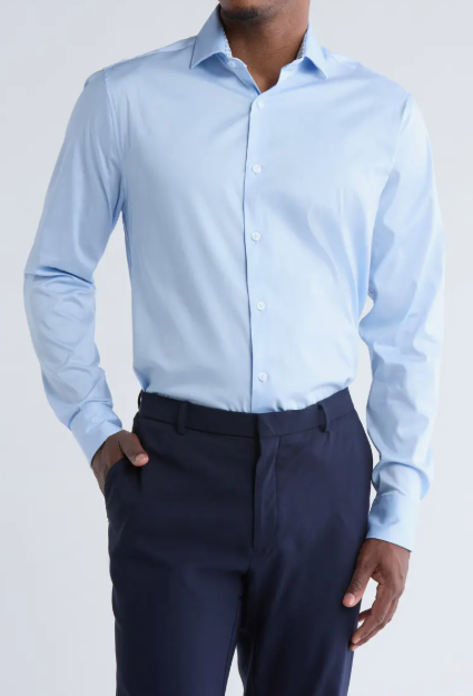 Ted Baker Mens Slim fit Dress Shirt Large 16 in 34-35 Blue Solid