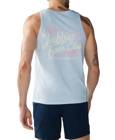 Chubbies Men Regular fit Sleeveless Tank Top Shirt Medium Blue Solid