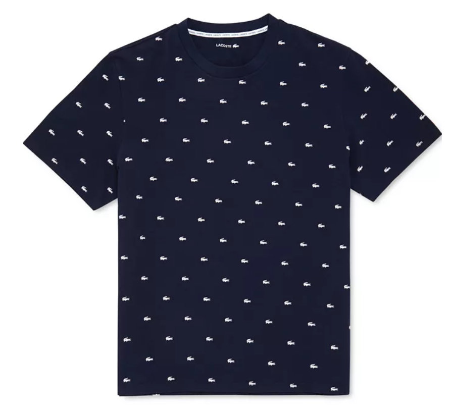 Lacoste Mens All Over Print T-Shirt Shirt XL Blue