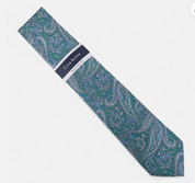 Club Room Mens  fit Tie Necktie One Size Green Paisley
