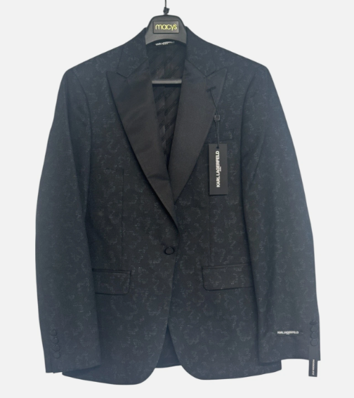 Karl Lagerfeld Mens  fit Suit Jacket Blazer 40 L Black Floral