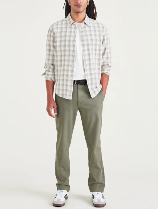 Docker's Mens Slim fit Chinos Pants 36 / 30 Light Green Solid