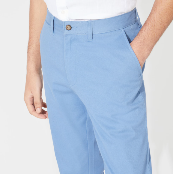Nautica Mens Classic fit Chinos Pants 30 / 32 Light Blue Solid Stretch