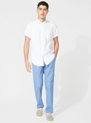 Nautica Mens Classic fit Chinos Pants 30 / 32 Light Blue Solid Stretch