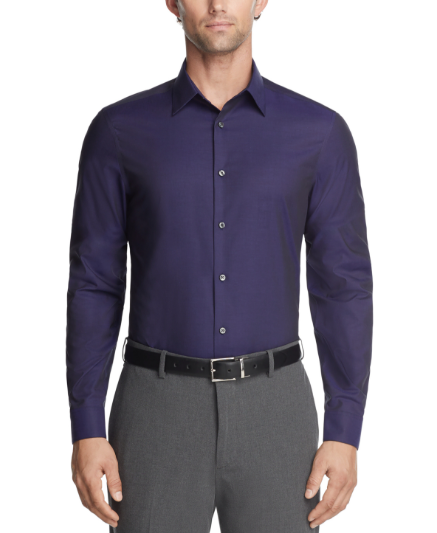 Calvin Klein Mens Regular fit Dress Shirt XXL 18 in 34-35 Purple Dusk Check