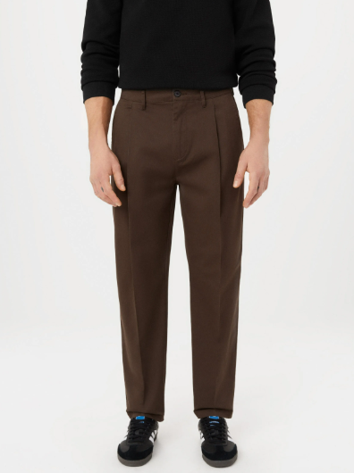 Frank and Oak Mens Relaxed fit Chinos Pants 33 / 29 Brown Solid
