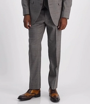 TAYION Mens Classic fit Dress Pants 38 / 32 Grey Check Stretch