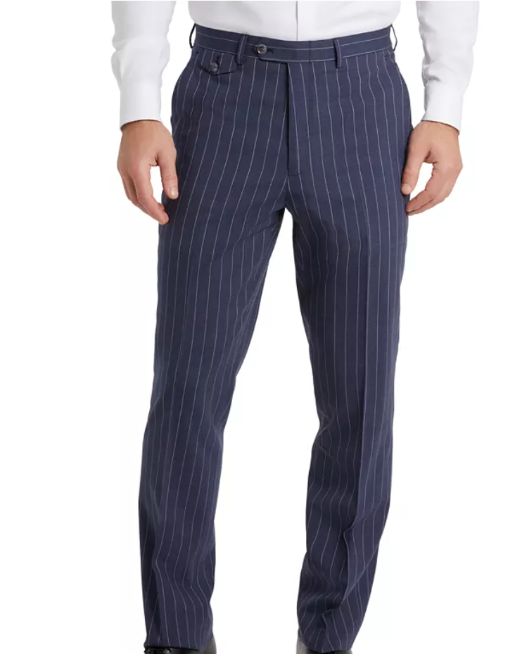 TAYION Mens Classic fit Dress Pants 48 / 32 Blue Striped
