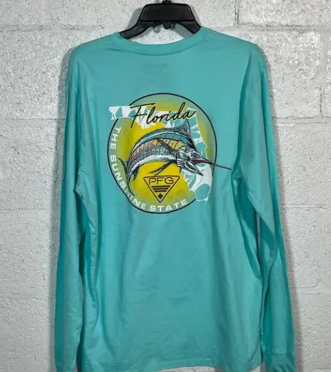 Columbia Mens Regular fit Long Sleeve T-Shirt Shirt Small Blue Solid