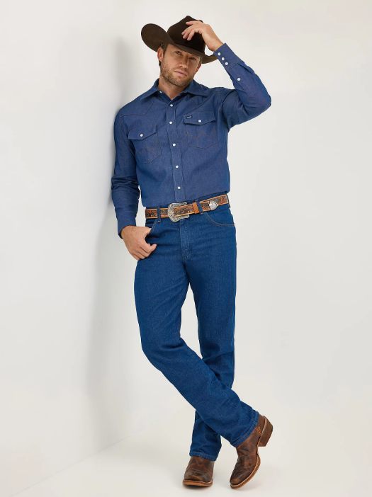 Wrangler Mens  fit Jeans 34 / 33 Blue Solid