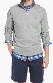 Polo Ralph Lauren Mens Regular fit Quarter zip Sweatshirt Medium Grey Solid