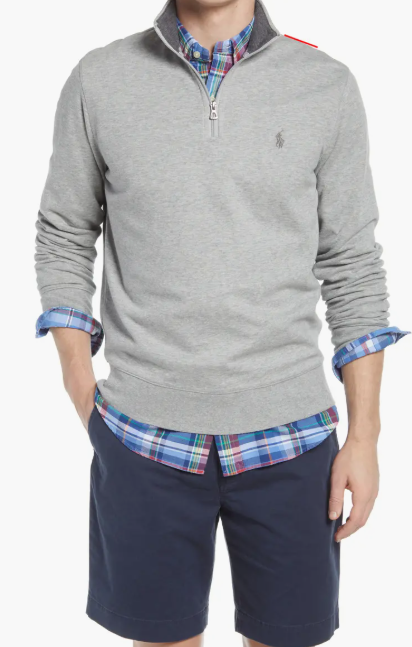 Polo Ralph Lauren Mens Regular fit Quarter zip Sweatshirt Medium Grey Solid
