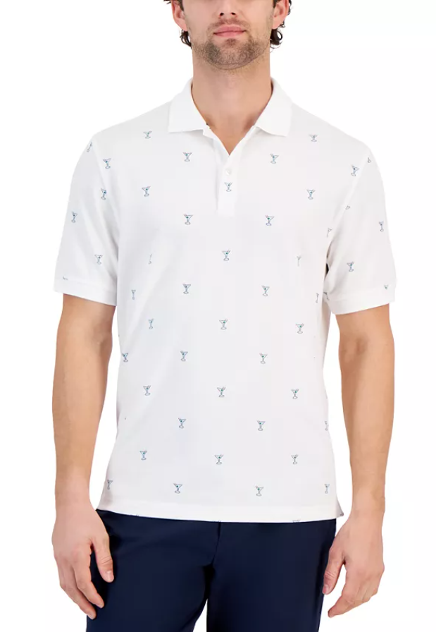 Club Room Mens Regular fit Short Sleeve Polo Shirt XL White
