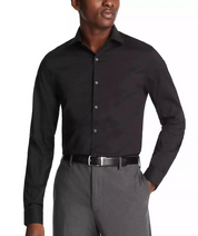 Kenneth Cole Reaction Mens Slim fit Dress Shirt XL 17.5 in 34-35 Black Striped