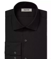 Kenneth Cole Reaction Mens Slim fit Dress Shirt XL 17.5 in 34-35 Black Striped