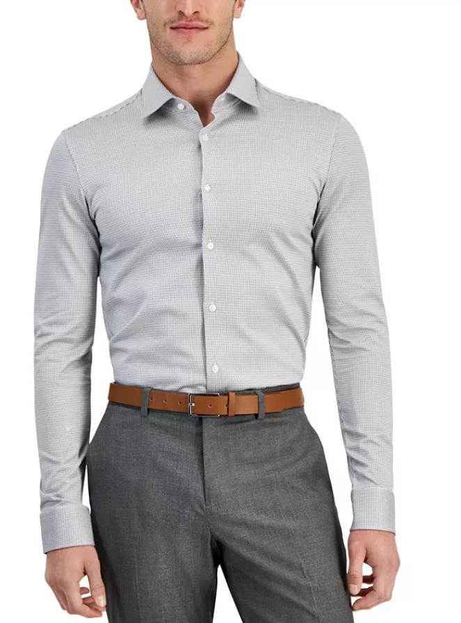 Hugo Boss Mens Slim fit Dress Shirt Small 14.5 in Long Sleeve Grey