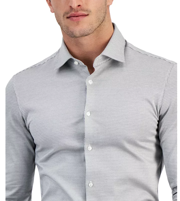 Hugo Boss Mens Slim fit Dress Shirt Small 14.5 in Long Sleeve Grey