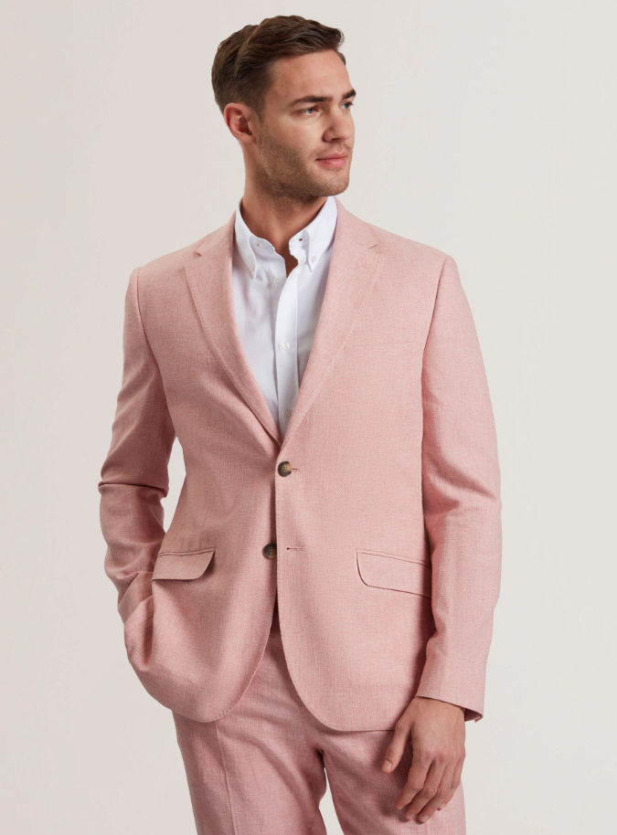 Ted Baker Mens Slim fit Sport Coat Blazer 36 R Pink Linen