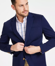 Club Room Mens Regular fit Sport Coat Blazer Large Navy Blue Solid Stretch