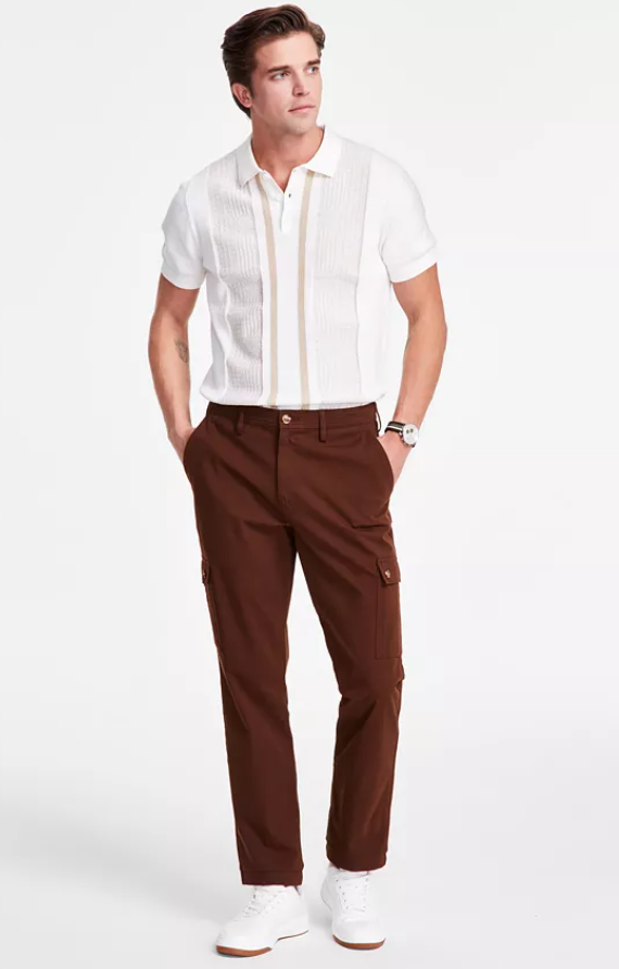 Club Room Mens Classic fit Chinos Pants 32 / 30 Brown Solid