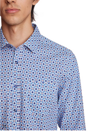 Paisley & Gray Mens Slim fit Long Sleeve Button-Up Shirt Small Blue Geometric