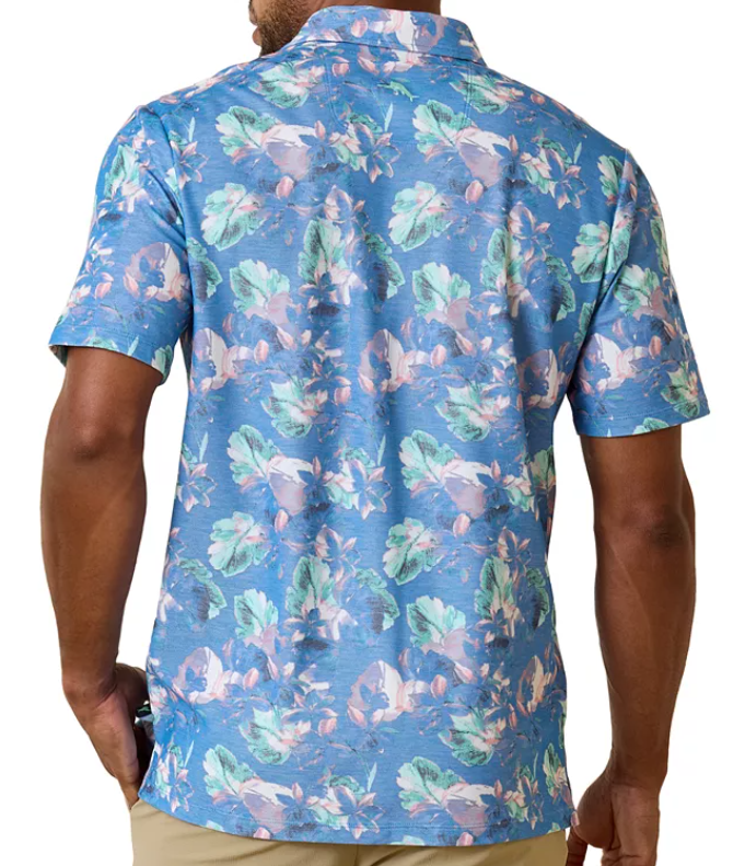 Tommy Bahama Mens Regular fit Short Sleeve Polo Shirt Small Blue Floral