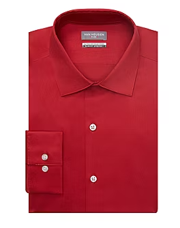 Van Heusen Mens Regular fit Dress Shirt Large 16-16.5 32-33 Red Solid
